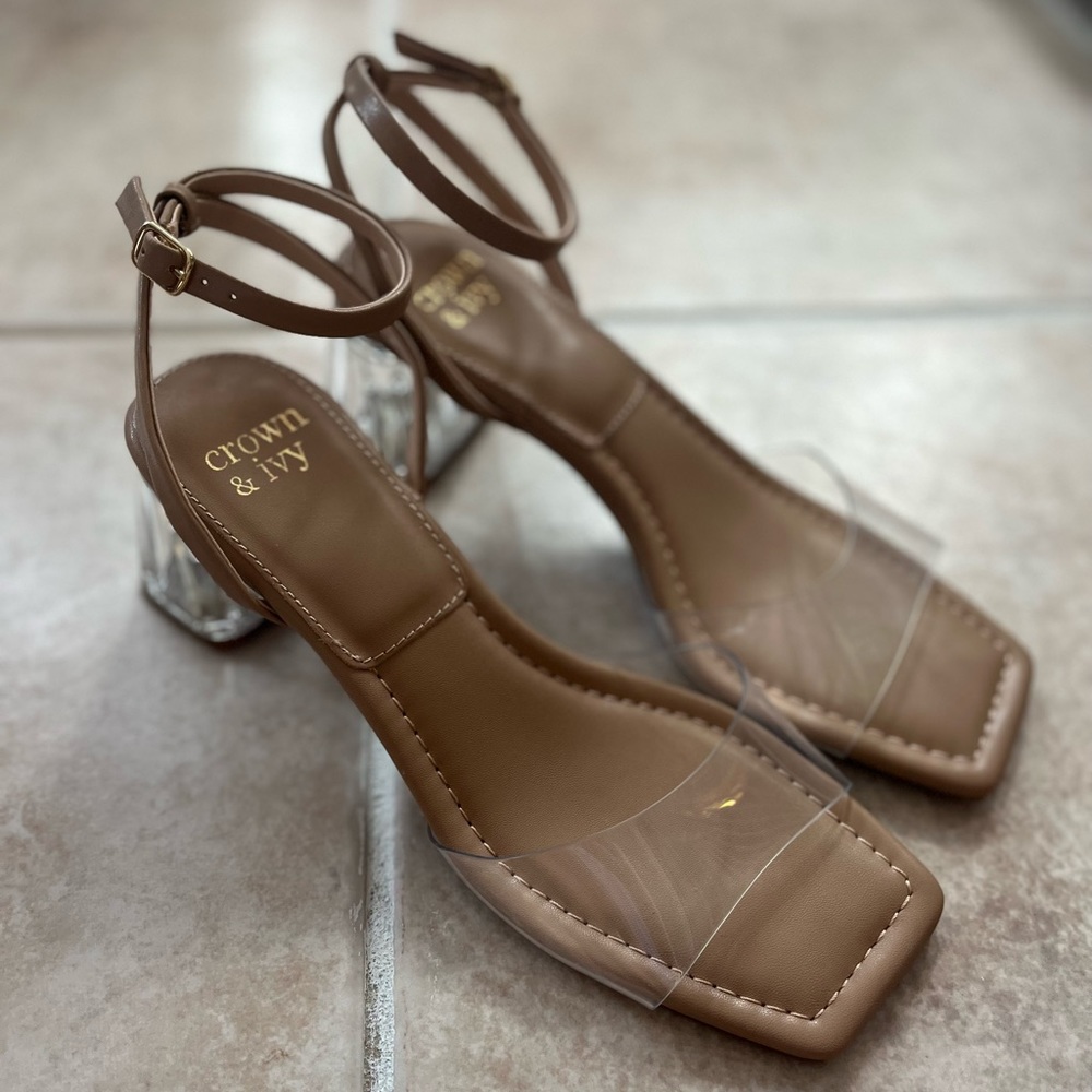 Brand new Crown and Ivy clear heel sandals